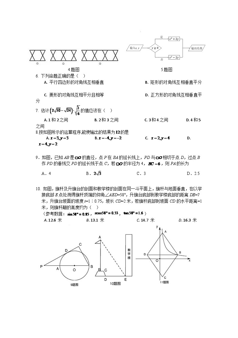 2024年重庆市中考数学模拟试卷(A卷)及答案第2页