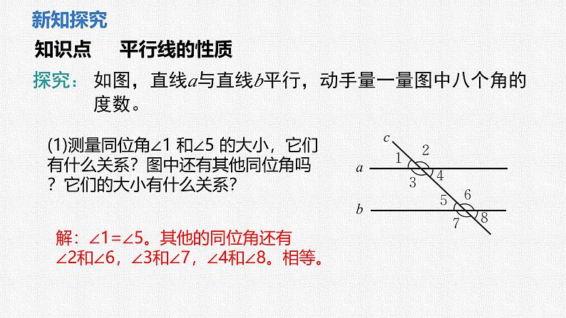 2.3 第1课时 平行线的性质 课件2024-2025学年北师大版数学七年级下册第4页