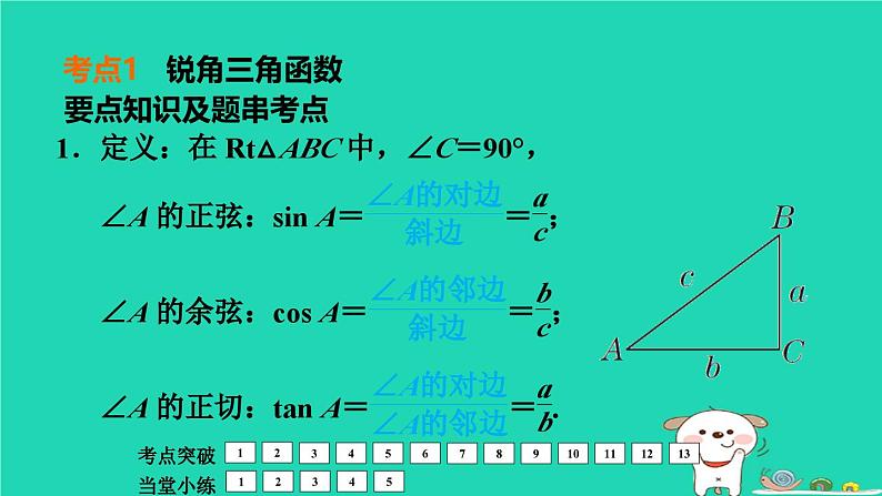 福建省2024中考数学1教材梳理篇第5章三角形锐角三角函数与解直角三角形课堂讲本课件第4页