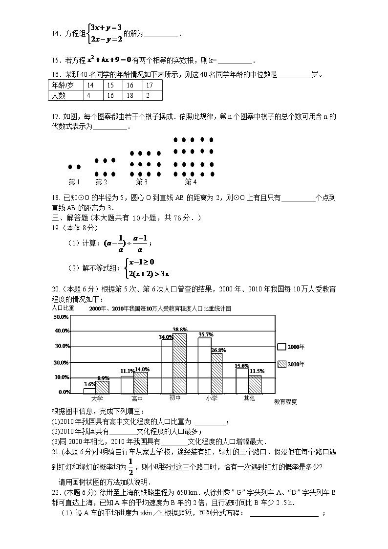 2024年江苏省徐州市中考数学模拟试卷(含答案)第2页