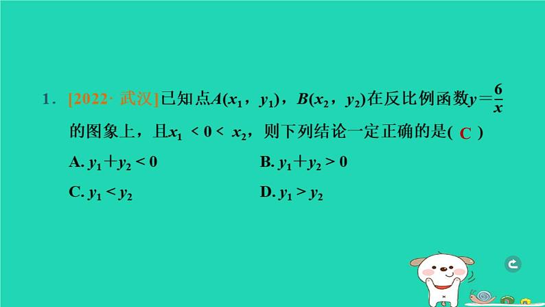 湖北省2024中考数学时反比例函数课件第2页