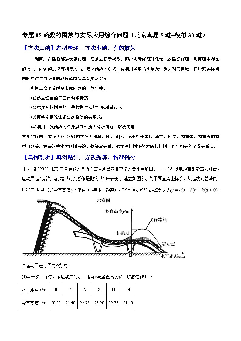 （北京专用）中考数学二轮复习重难题型培优训练专题05函数的图象与实际应用综合问题（解析版）第1页