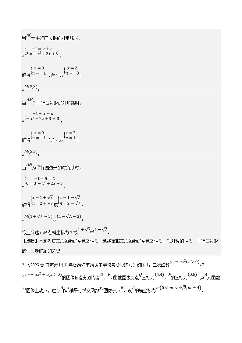 （江苏专用）中考数学二轮复习大题练习专题19二次函数与特殊四边形综合问题（最新模拟40题预测）（解析版）第3页