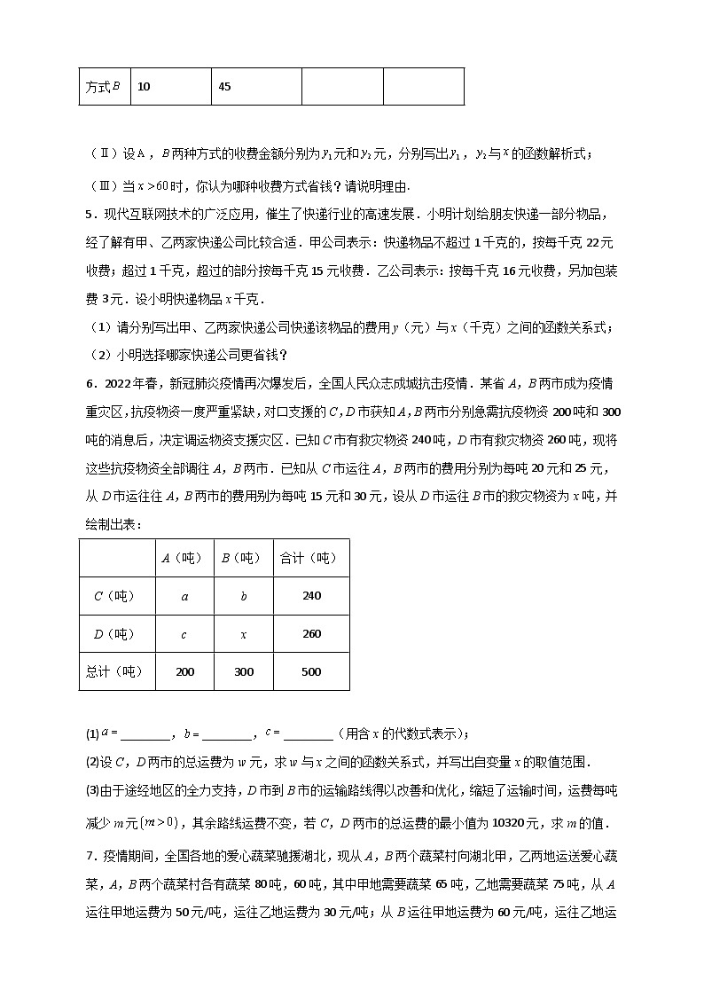（人教版）数学八年级下册期末考点复习练习专题37 一次函数的应用之分配方案问题（原卷版）第3页