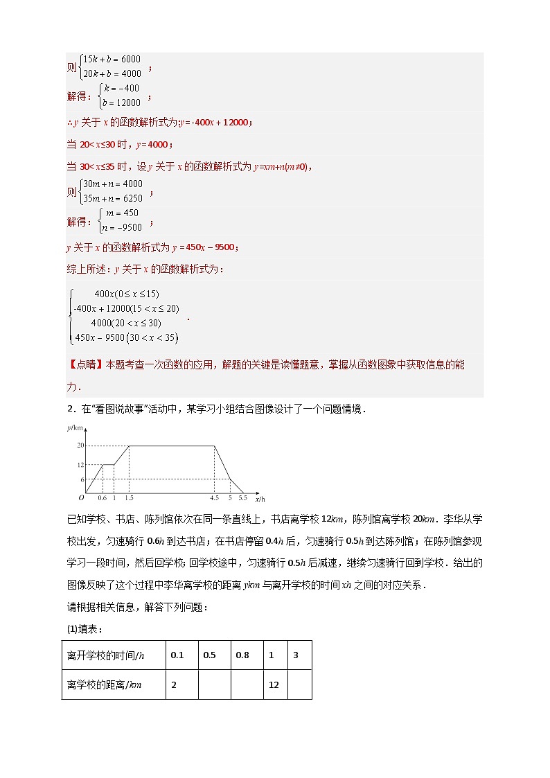 （人教版）数学八年级下册期末考点复习练习专题39 一次函数的应用之行程问题（解析版）第3页