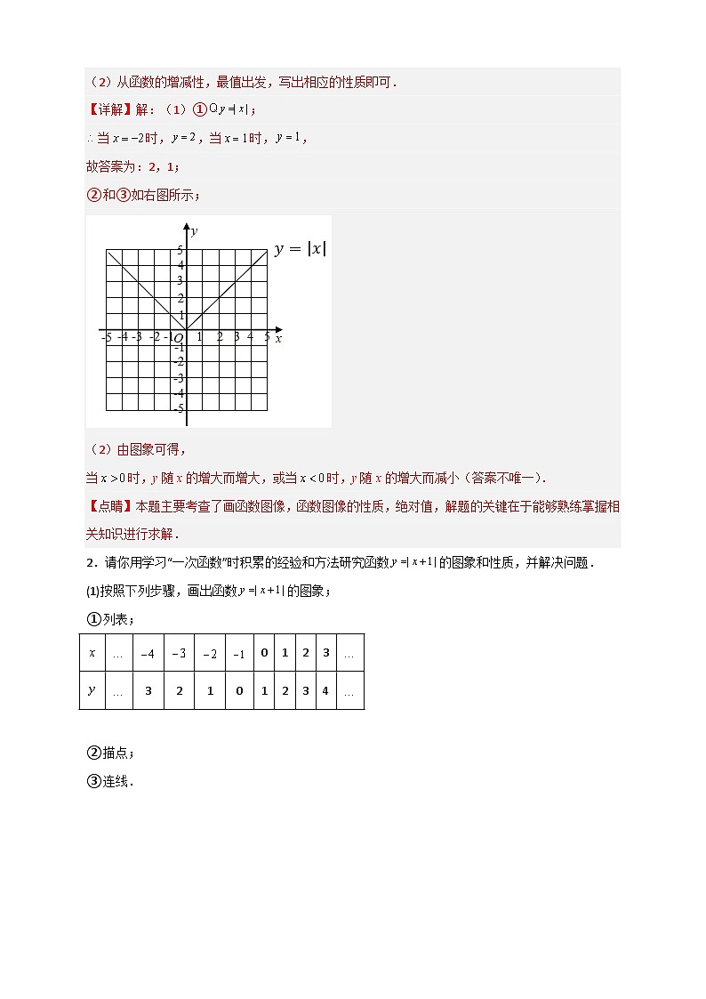 （人教版）数学八年级下册期末考点复习练习专题41 含绝对值的一次函数（解析版）第2页