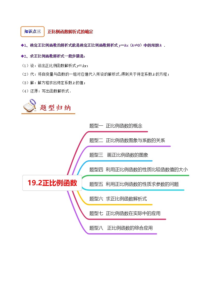 （人教版）数学八年级下册精讲精练19.2 正比例函数（解析版） 第2页