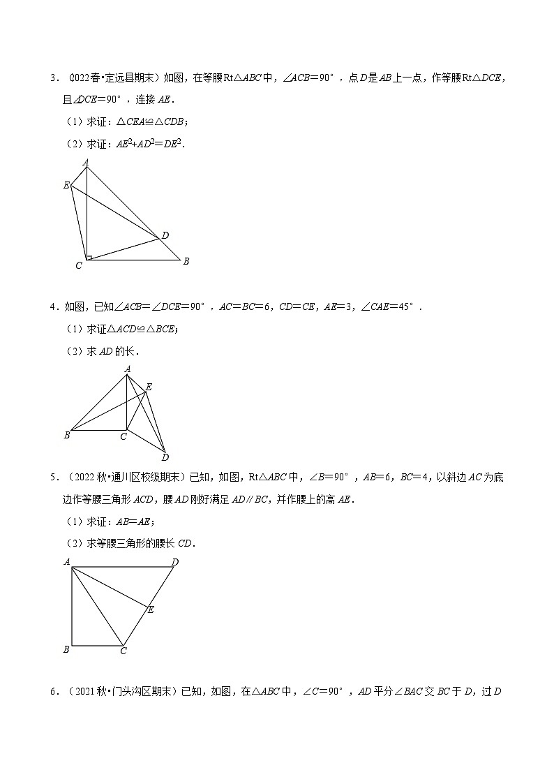 （人教版）数学八年级下册期末复习训练专题 勾股定理与全等三角形的综合运用（原卷版）   第2页