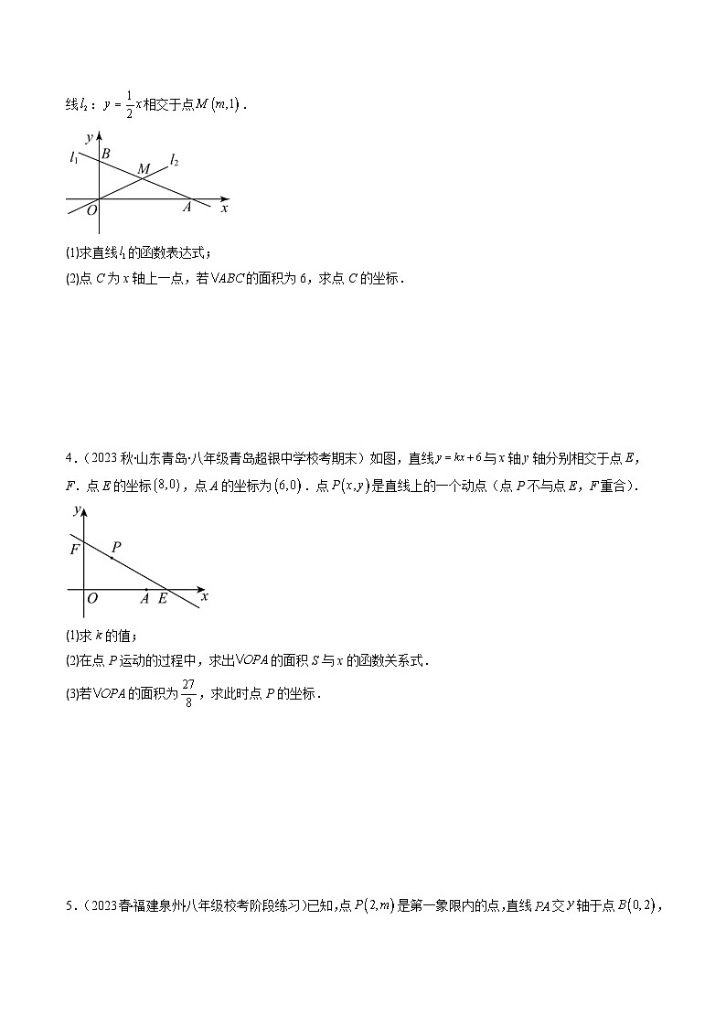 （人教版）数学八年级下册期末培优训练专题16 专项题型集训：一次函数与三角形综合问题（原卷版）（4大考点）第2页