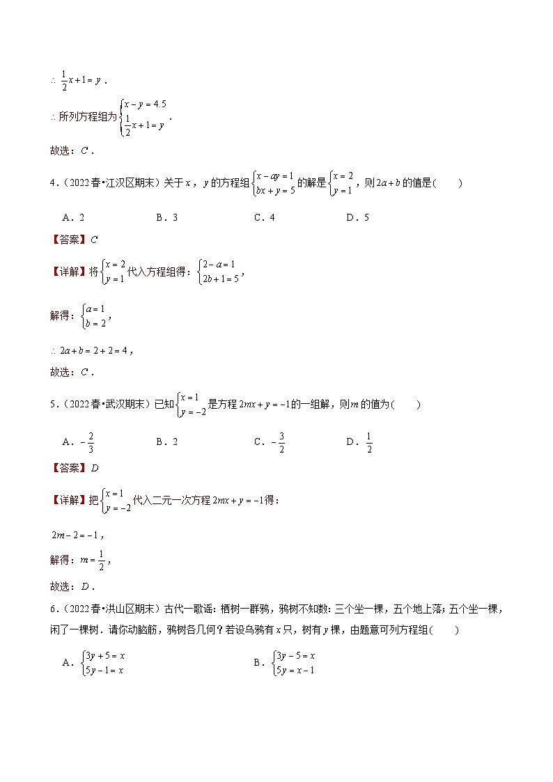 （人教版）数学七年级下册期末复习专题06 选择填空中档题型：二元一次方程组（解析版）第2页