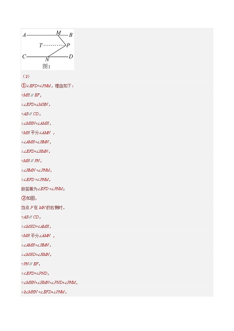 （人教版）数学八年级下册期末复习特训（四）和相交线平行线有关的压轴题（解析版）第2页