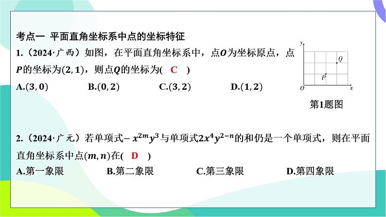 人教版数学中考第一轮复习 基础考点分类专练 10-第八讲 平面直角坐标系与函数的认识 PPT课件第2页