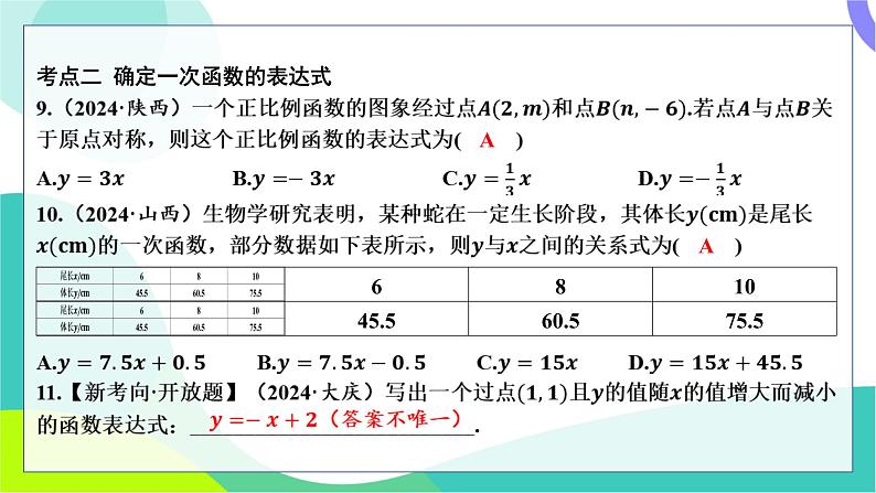 人教版数学中考第一轮复习 基础考点分类专练 11-第九讲 一次函数 PPT课件第6页