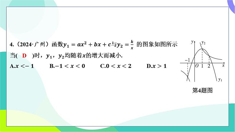 人教版数学中考第一轮复习 基础考点分类专练 13-第十一讲 二次函数的图象与性质 PPT课件第4页