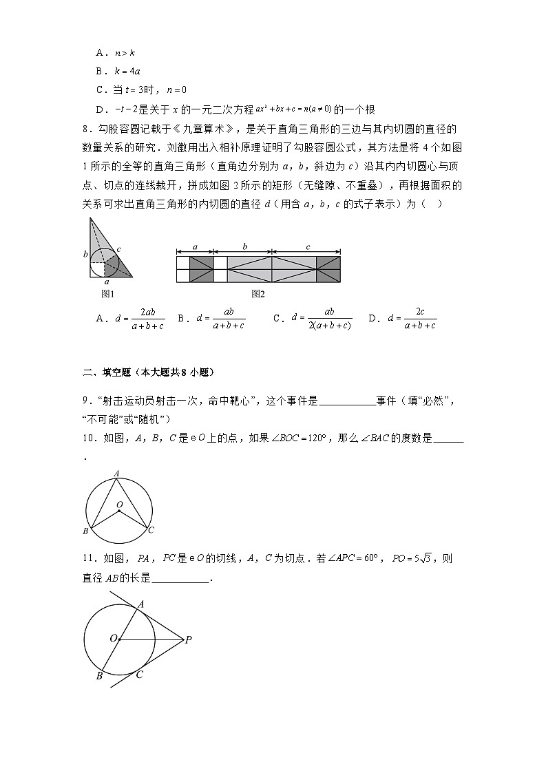 北京市丰台区2024-2025学年九年级上学期期末考试 数学试卷（含解析）第2页