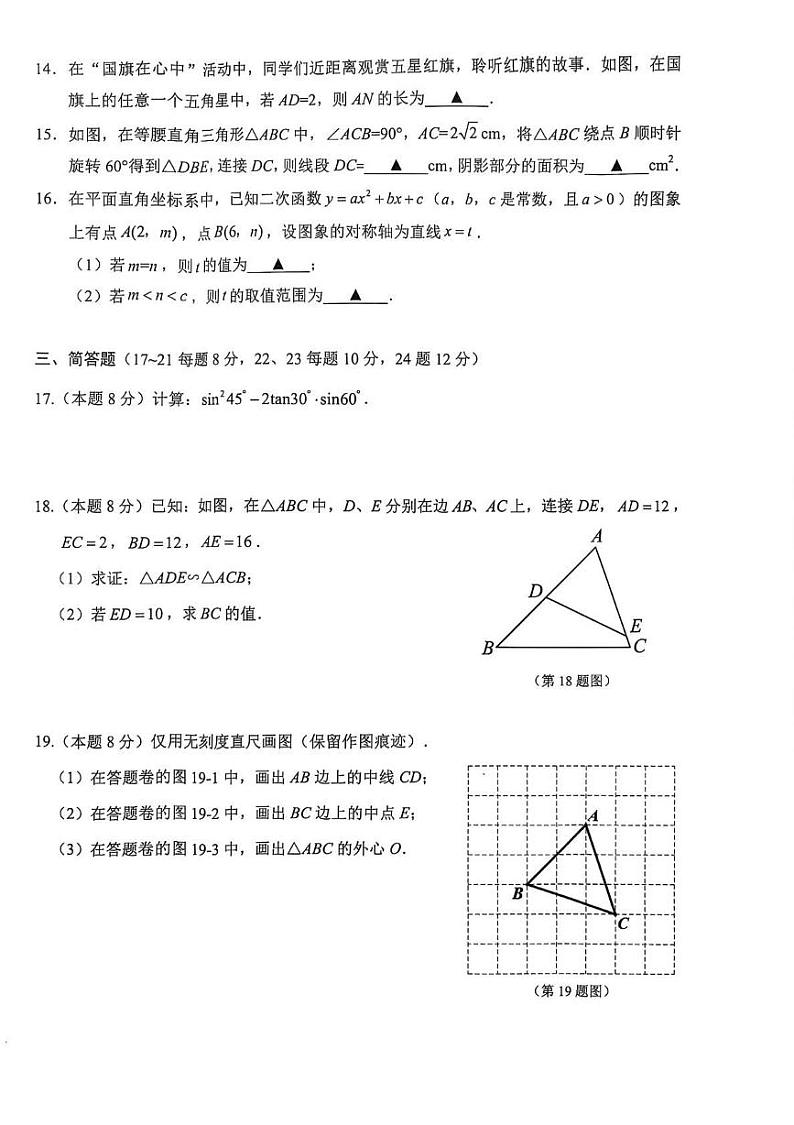 浙江省金华市金东区2024-2025学年九年级上学期期末 数学试题卷（PDF版）第3页