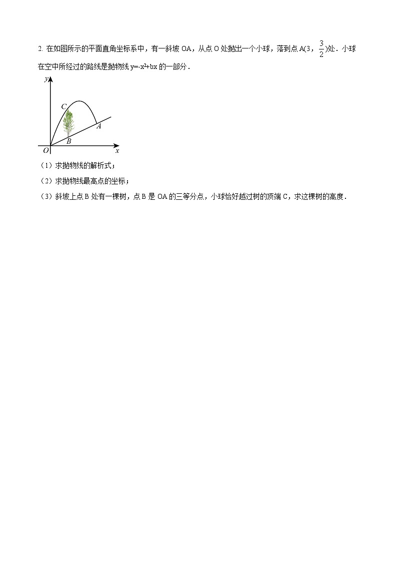 数学中考二次函数综合压轴题 参考地区：江西省（原卷版）第2页