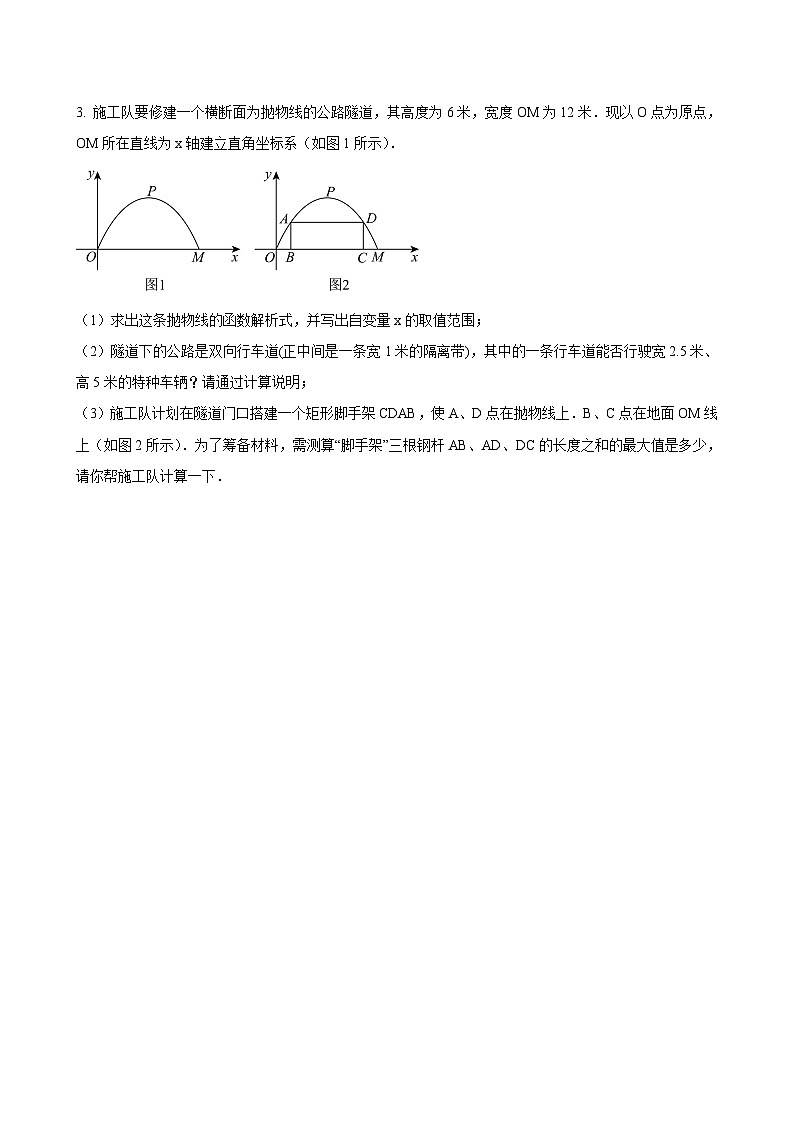 数学中考二次函数综合压轴题 参考地区：陕西省第25题（原卷版）第3页