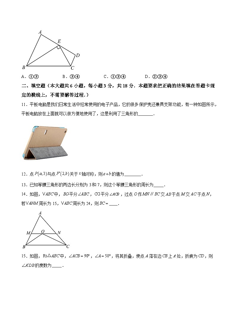 内蒙古巴彦淖尔市杭锦后旗2024-2025学年八年级上学期期中测试调研数学试卷(含解析)第3页