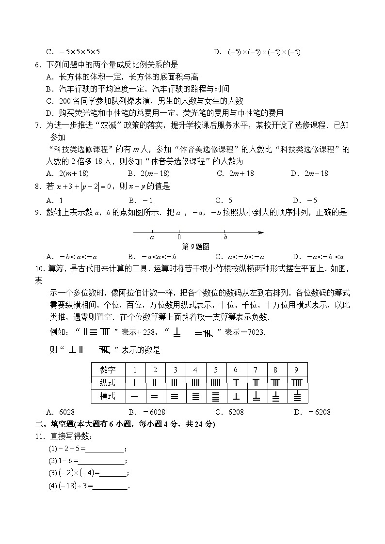 福建省厦门市同安区2024-2025学年七年级上学期11月期中考试数学试卷(含答案)第2页