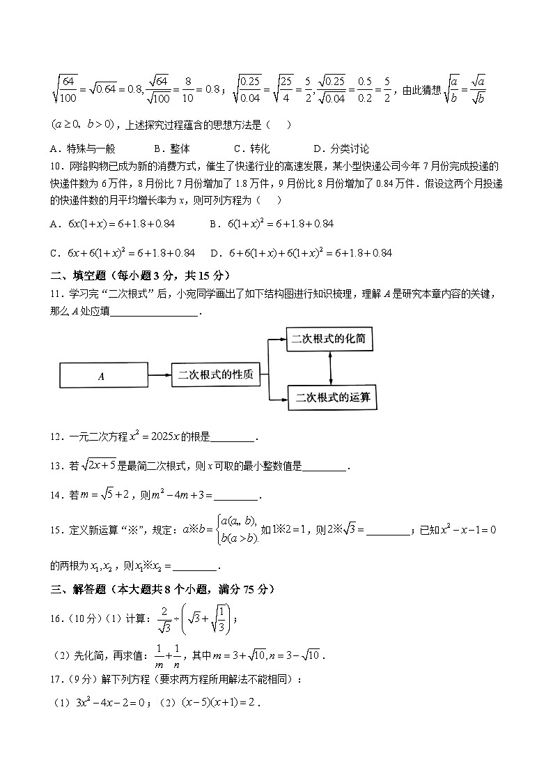 河南省洛阳市洛宁县2025届九年级上学期10月月考数学试卷(含答案)第2页