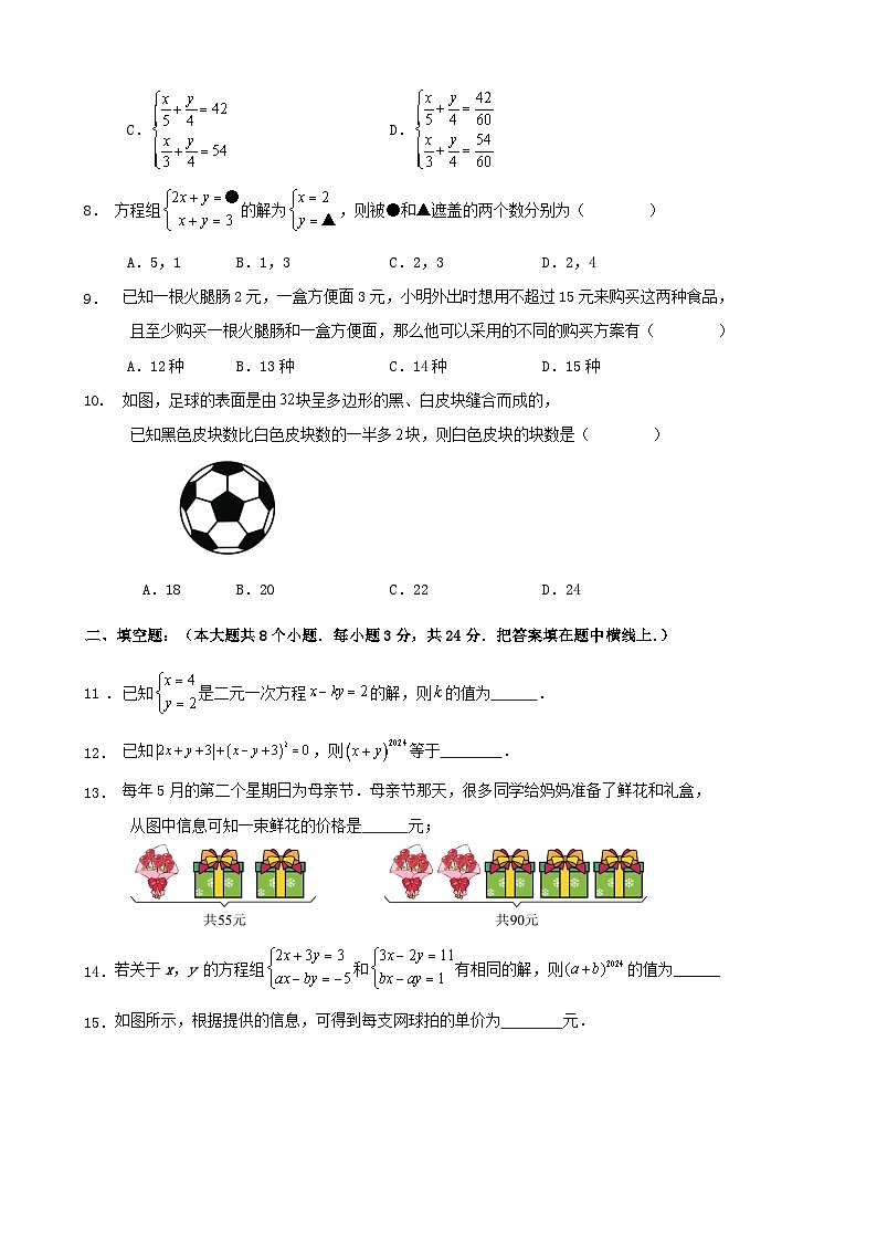第十章《二元一次方程组》达标测试第2页