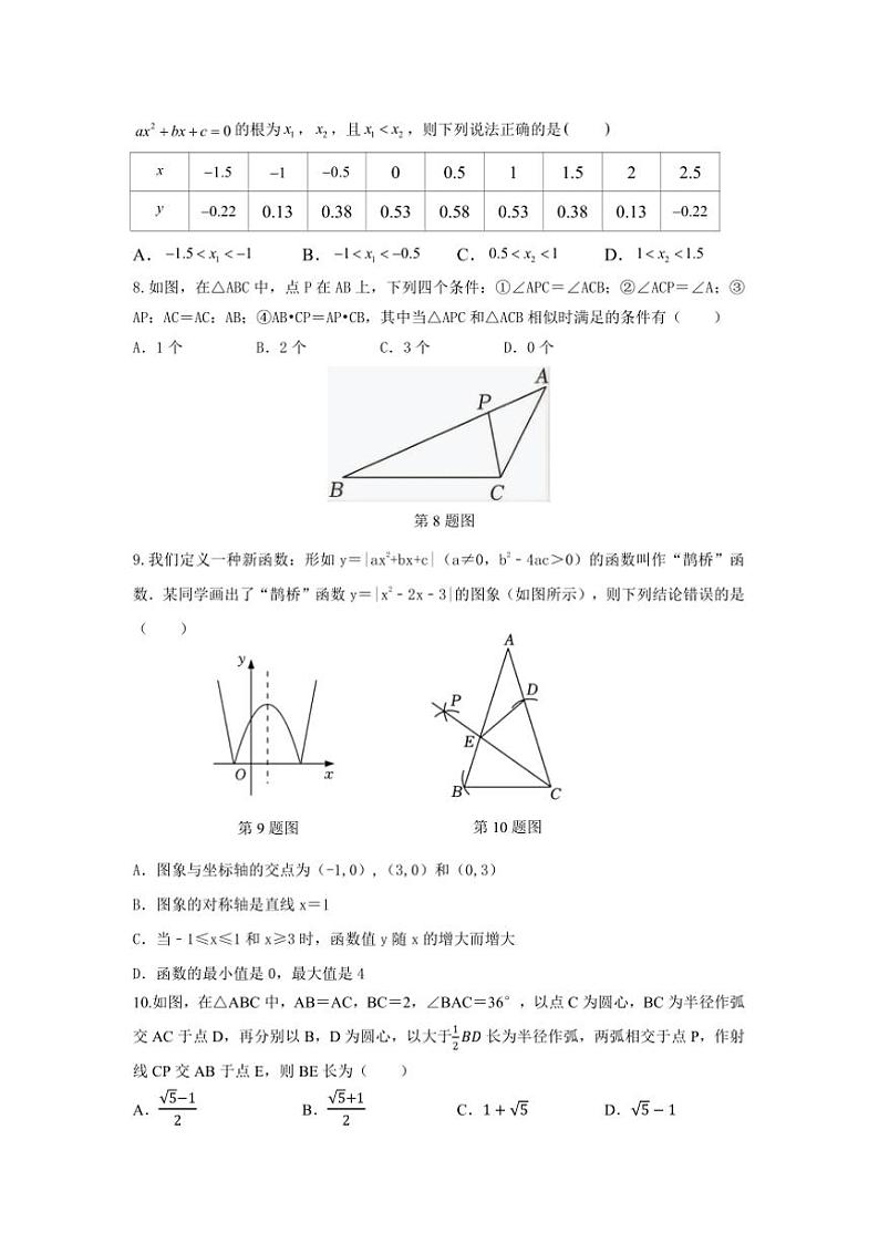 2024～2025学年山西省吕梁市交城县九年级上期末考试数学试卷(含答案)第2页