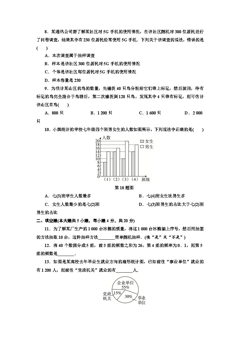 第十二章数据的收集、整理与描述限时检测卷 2024-2025学年人教版七年级数学下册第2页