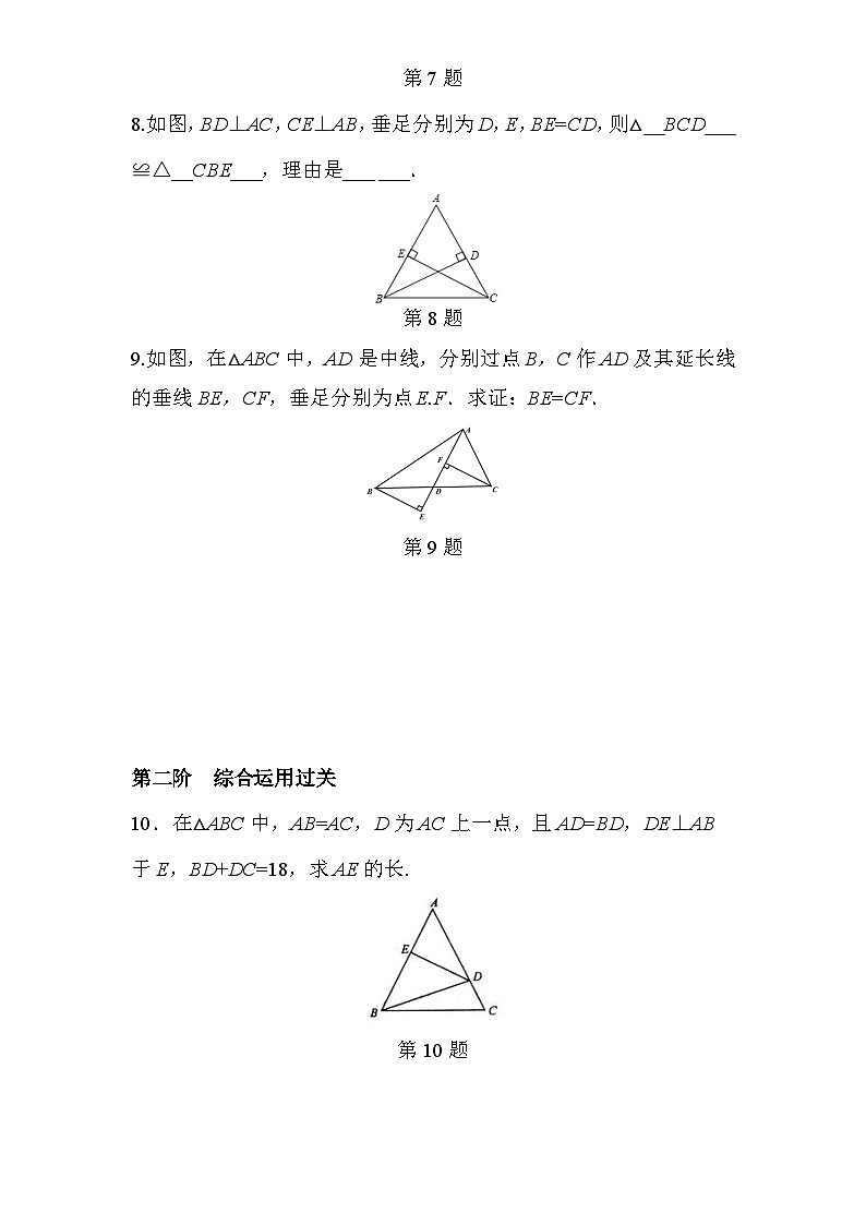 1.2 第2课时 直角三角形全等的判定 北师大版数学八年级下册练习(含答案)第3页