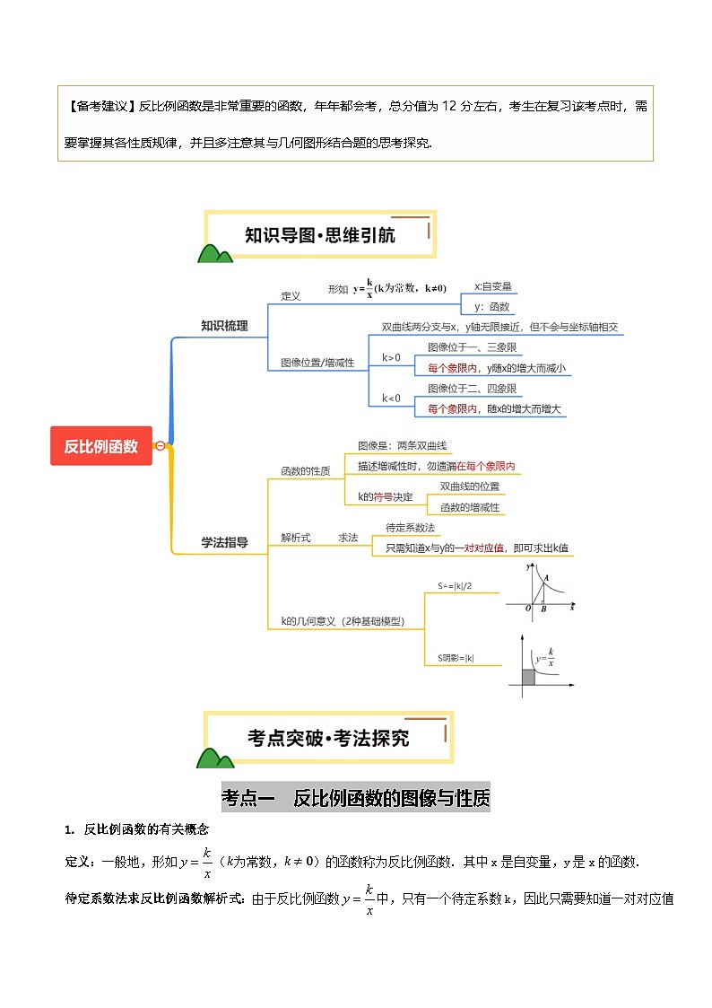 2025年中考数学一轮复习 第12讲 反比例函数的图像、性质及应用 讲义（原卷版）第3页