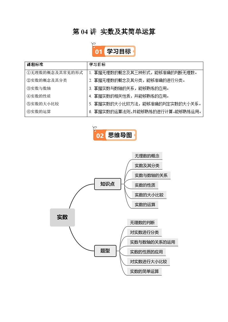 8.3 实数及其简单运算 - 知识点梳理+练习第1页