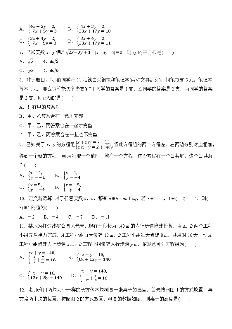 第十章 二元一次方程组 评估测试卷 2024-2025学年 人教版数学七年级下册第2页