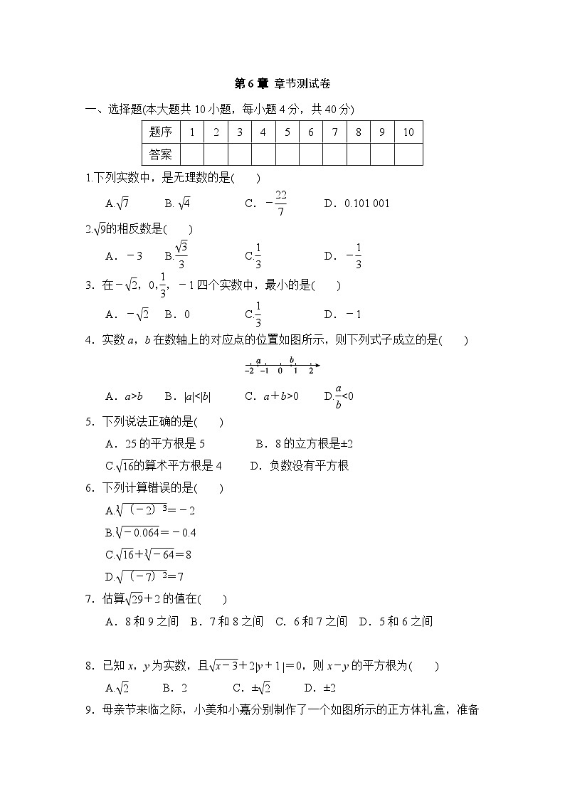 第6章 实数 章节测试（试卷） -2024-2025学年沪科版（2024）七年级数学下册第1页
