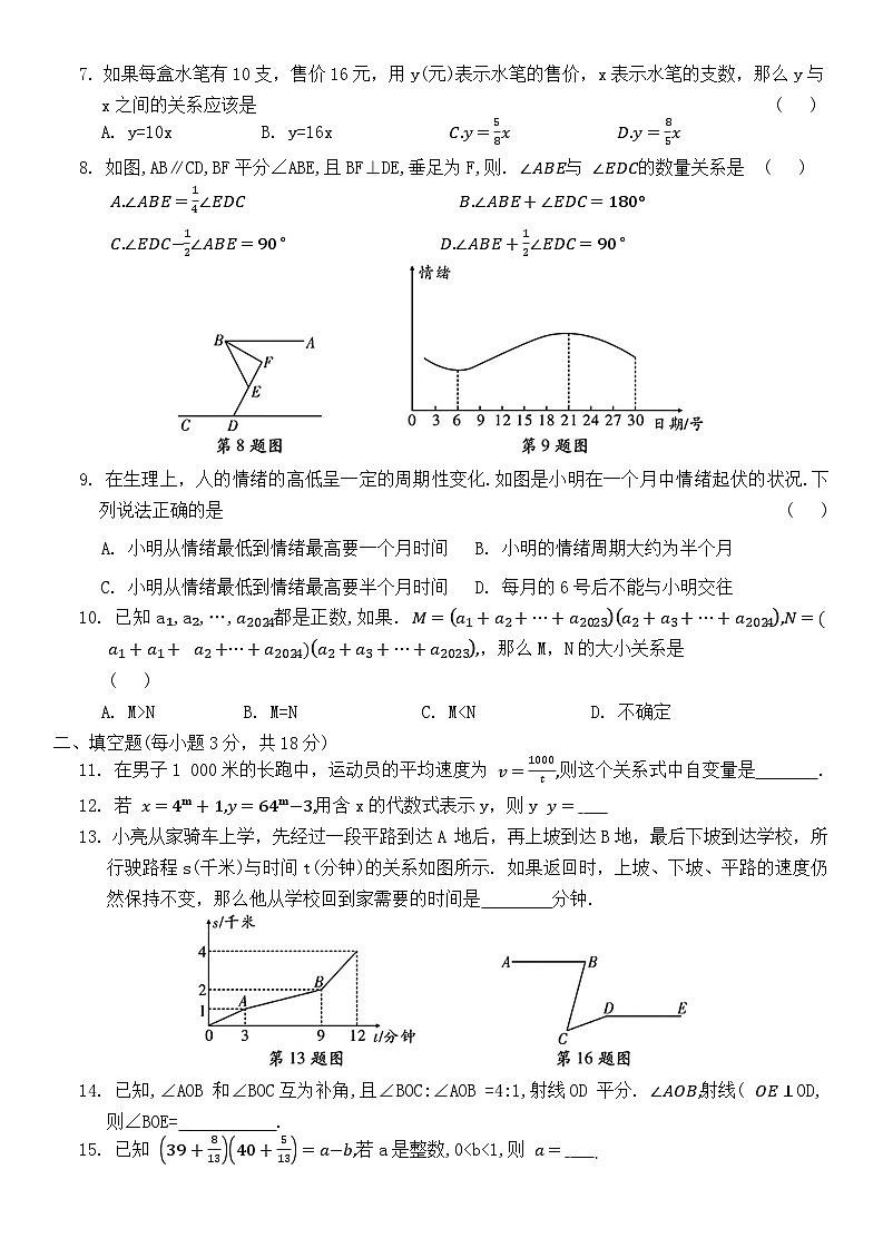 2024-2025学年北师大版数学七年级下册 期中测试卷第2页
