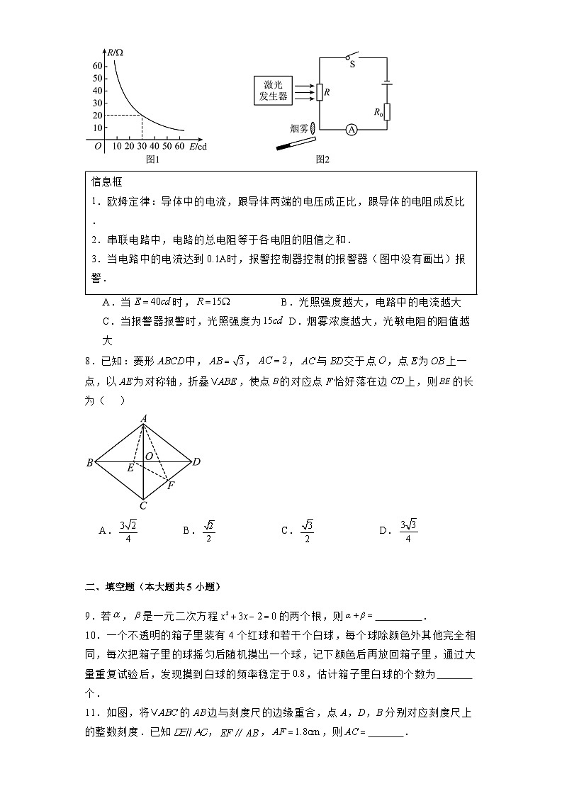 广东省深圳市深圳高级中学（集团）东校区2024-2025学年下学期九年级开学考 数学试卷（含解析）第3页