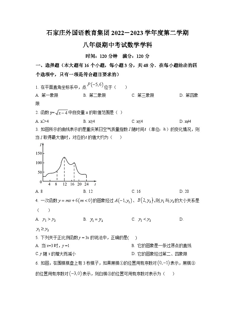 2022-2023学年河北省石家庄市外国语学校八年级（下）期中数学试卷（原卷版）第1页