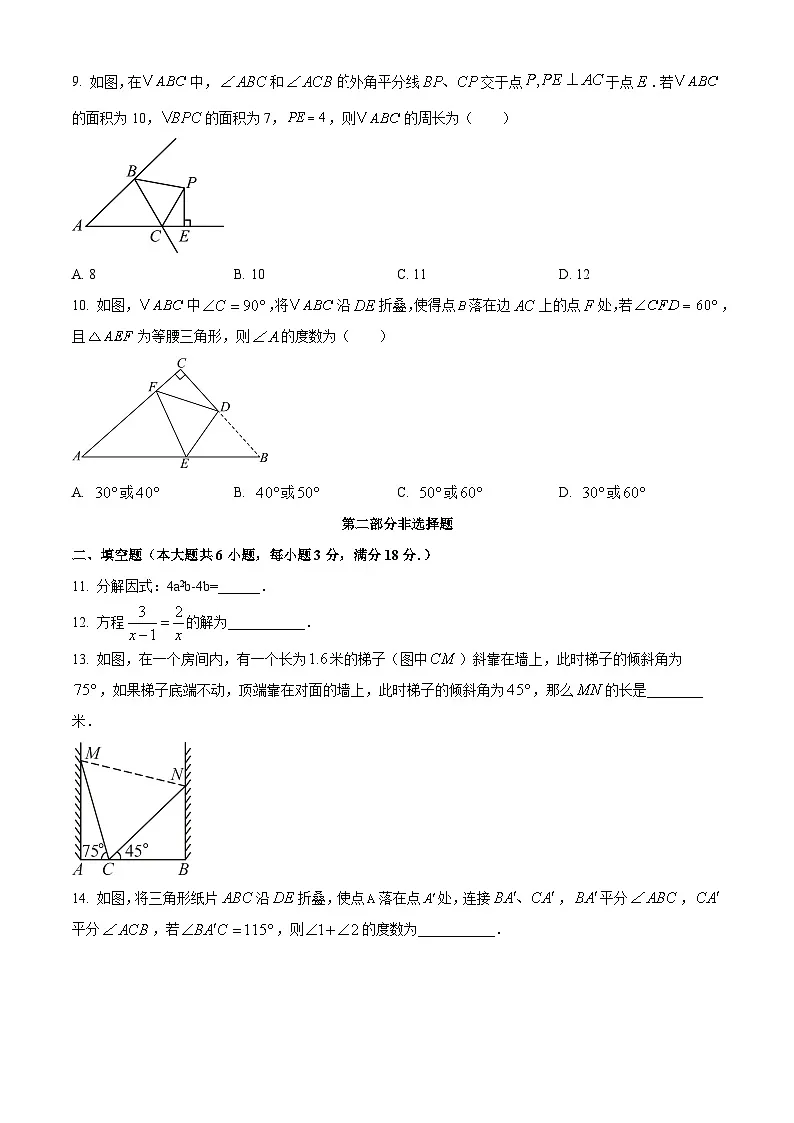 广东省广州市白云区2024-2025学年八年级上学期1月期末数学试题（原卷版）第3页