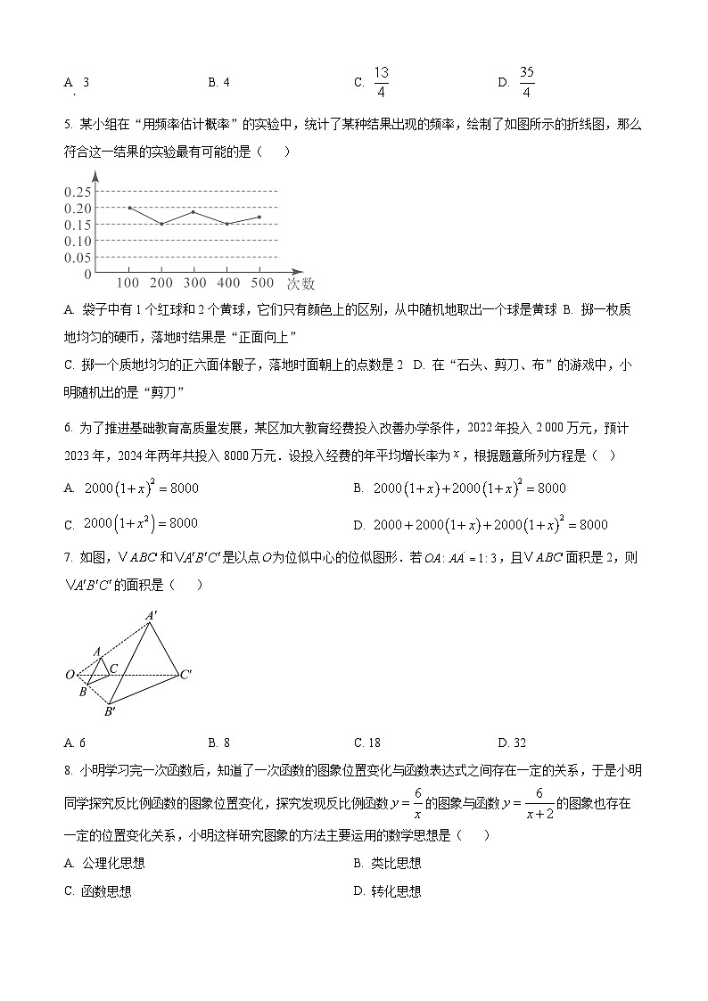 山西省晋中市平遥县2024-2025学年上学期期末九年级数学试卷（原卷版）第2页