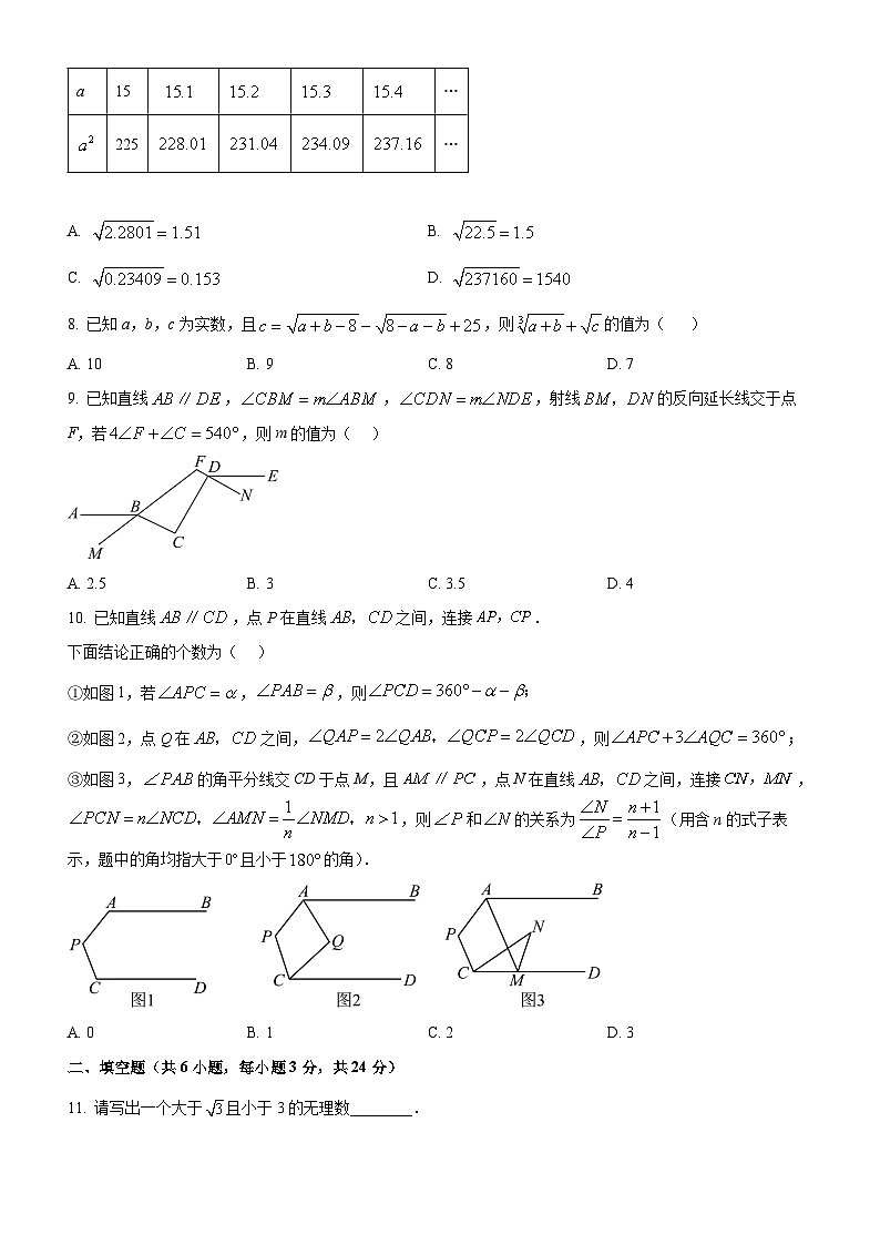 洪山区澳新英才2023-2024学年下学期3月考七年级数学试题（word版含答案）第2页