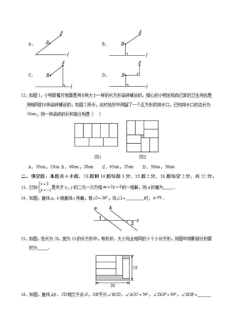 2024-2025学年七年级下学期第一次月考数学试题【冀教版2024，七下第6~7章】（原卷版）第3页