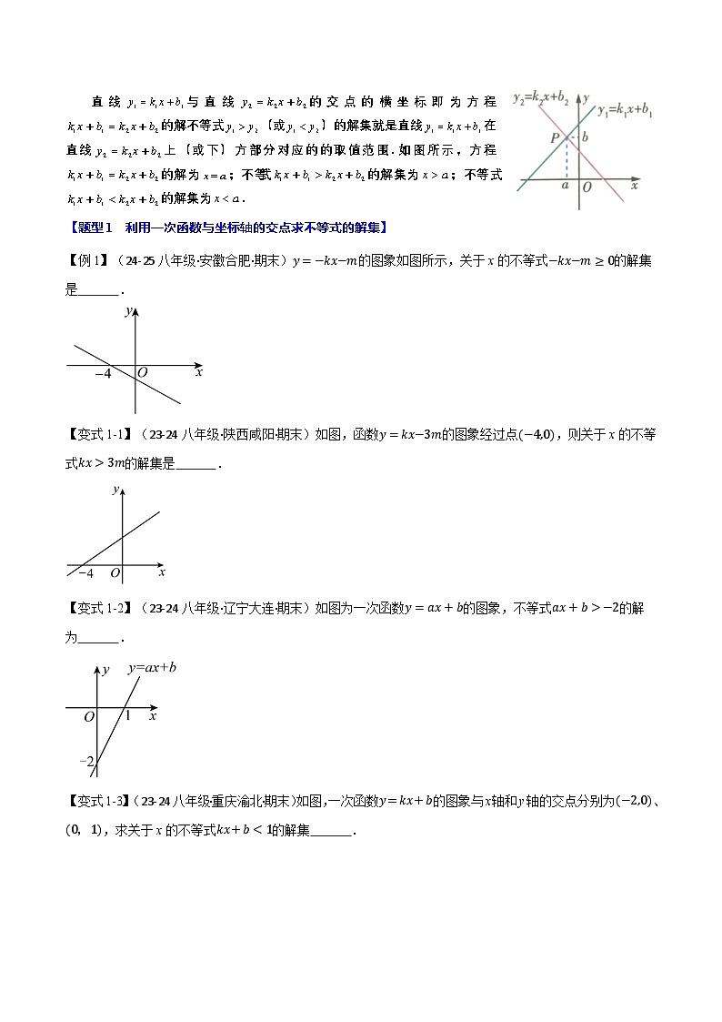 北师大版2024-2025学年八年级数学下册强化专练专题2.3一元一次不等式与一次函数【八大题型】(原卷版+解析)第2页