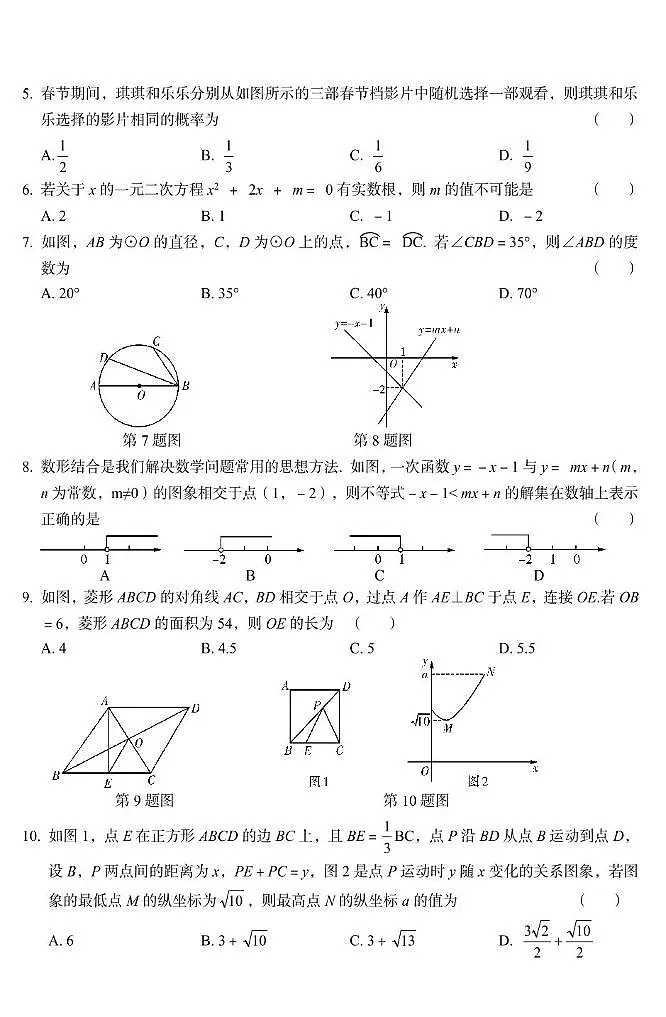 郑州外国语中学2024-2025学年九年级下学期3月摸底考试（一）数学试题+答案第2页
