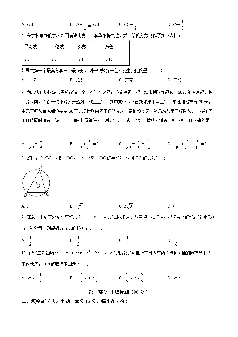 2025年辽宁省沈阳市中考一模数学模拟试卷（一） （原卷版+解析版）第2页