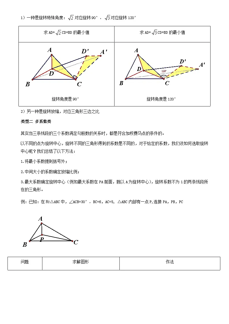 中考数学——几何压轴突破（四）几何最值问题 费马点 瓜豆模型(2种模型详解+5种题型汇总+针对训练)(含答案)第3页