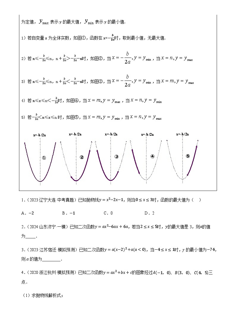 中考数学——二次函数的最值问题(2种命题预测+19种题型汇总+专题训练+10种解题方法)(含答案)第2页