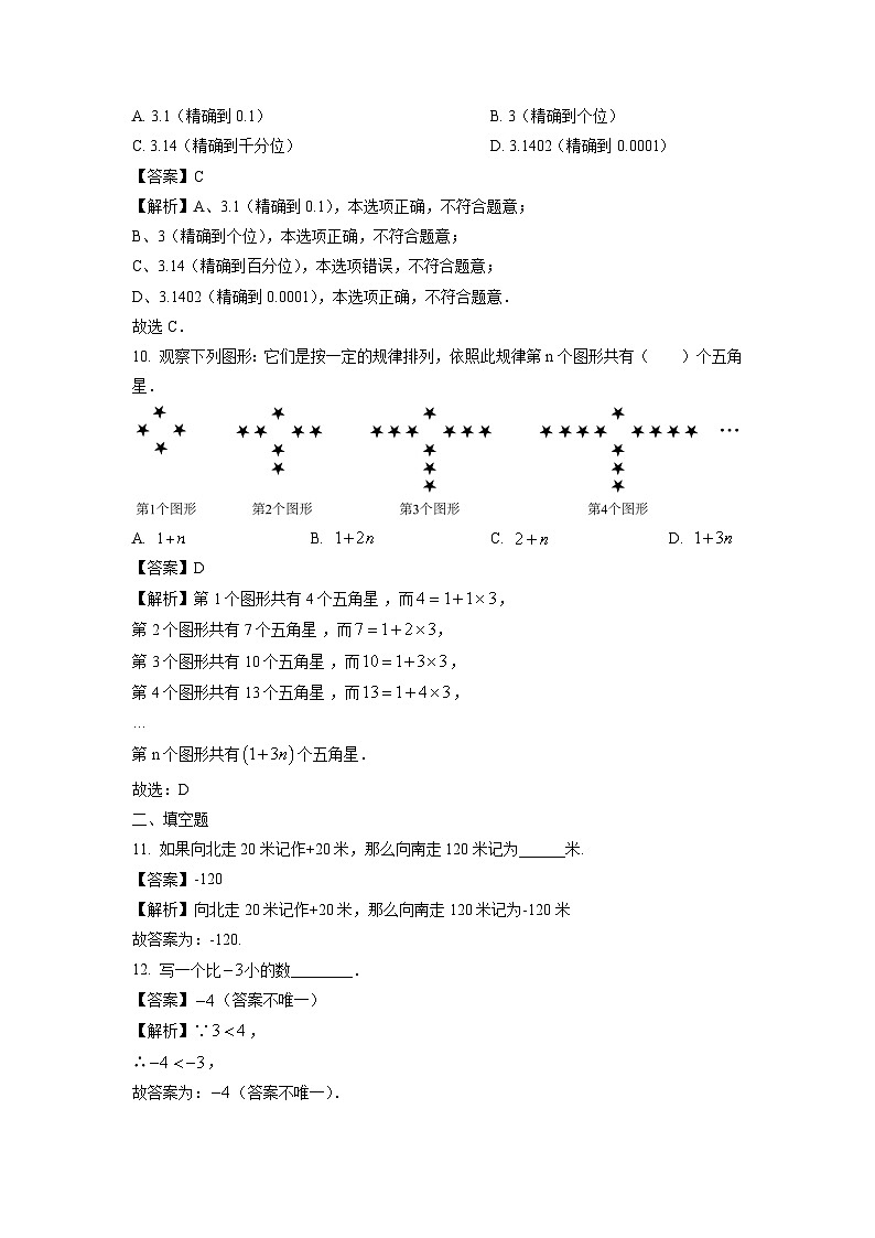 2024~2025学年广西柳州市融水苗族自治县七年级上学期期中考试数学试卷（解析版）第3页