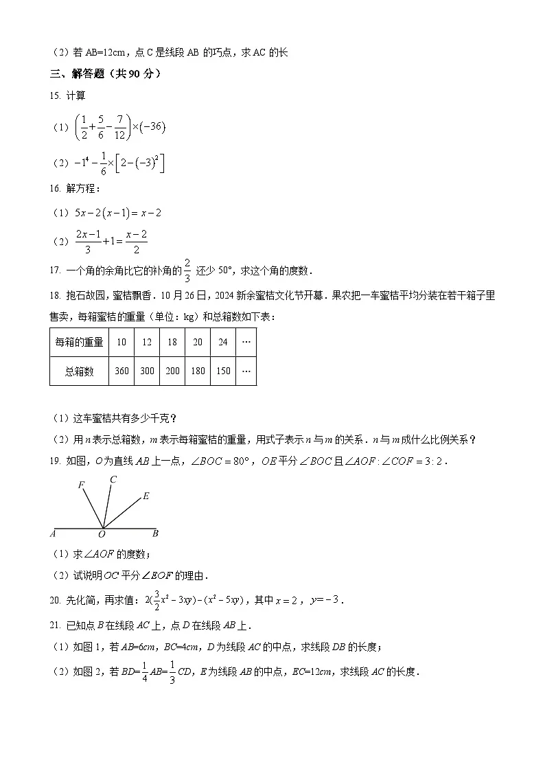 安徽省阜阳市颍州区2024-2025学年七年级上学期1月期末考试数学试题（原卷版+解析版）第3页