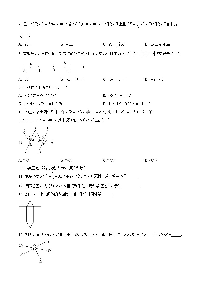河南省南阳市西峡县2024-2025学年七年级上学期1月期末数学试题（原卷版+解析版）第2页