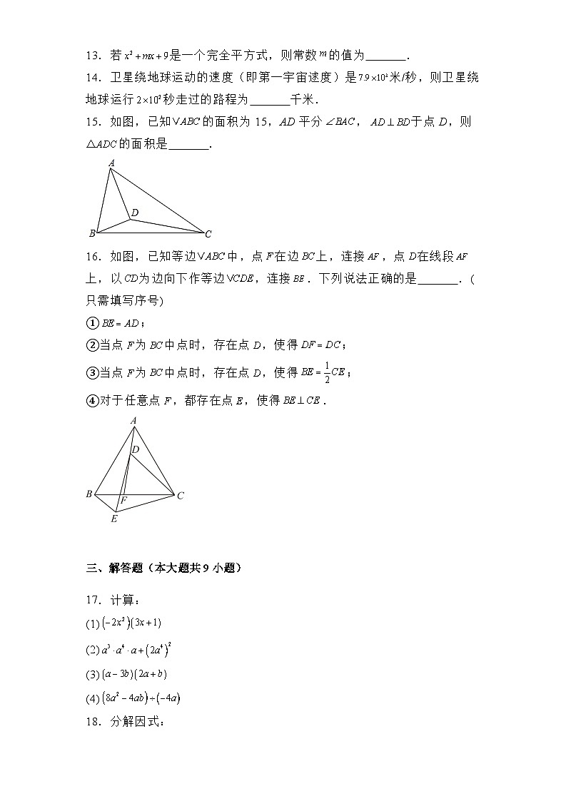 福建省厦门第一中学2024-2025学年上学期八年级12月月考 数学试题（含解析）第3页