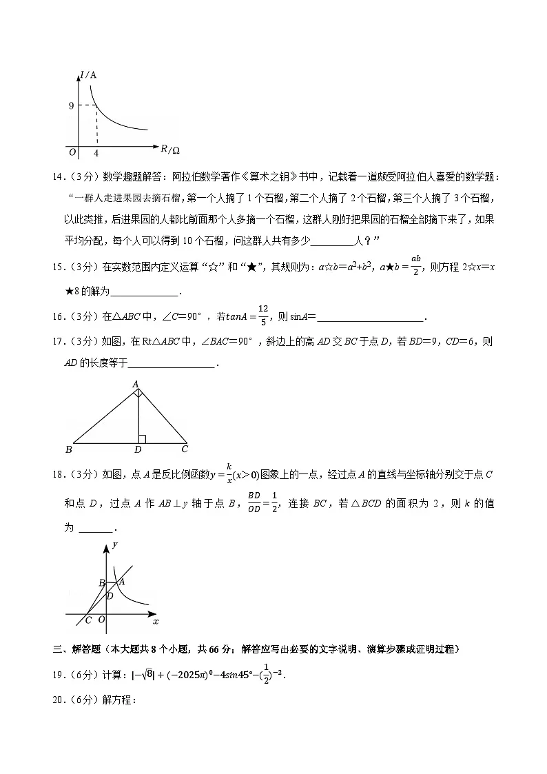 2024-2025学年湖南省永州市宁远县九年级（上）期末数学试卷第3页